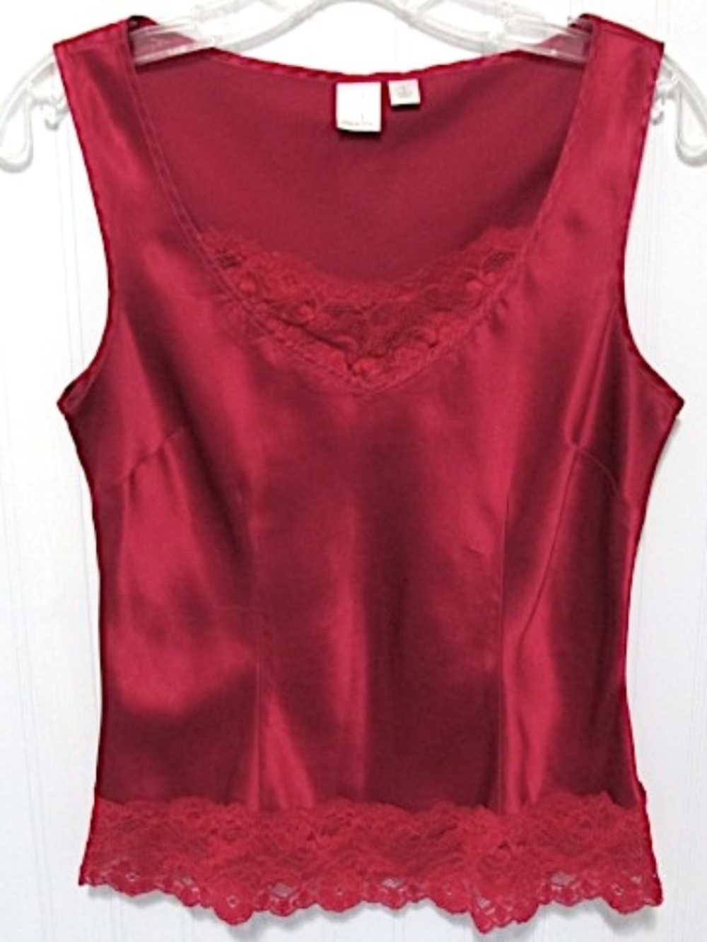 Nordstrom Dark Red Lace Trim Sleeveless Silk Camisole, Size S